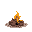 extinguished campfire with smoke and rocks