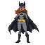 female superhero inspired by classic batman, wearing grey suit with black gloves, boots and cape, yellow utility belt and yellow bat symbol on the chest, mask with bat ears, confident pose,