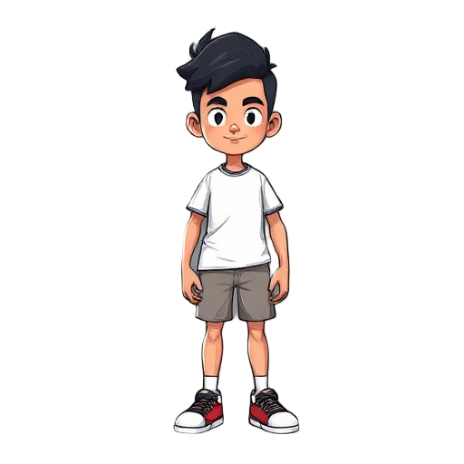 cabelo bagunçado, castanho escuro ou preto, com um visual levemente estilizado (corte moderno, mas adaptável).  usa roupas casuais (camiseta, calça, tênis), metamorfo