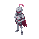 knight with normal proportions and a pink hat