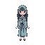 6 pixel tall, chibi, a low quality cute lady in magical robe, celeste graphics, faceless