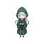 6 pixel tall, chibi, a low quality cute lady in magical robe, celeste graphics, faceless, forest girl, white hair, 