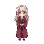 6 pixel tall, chibi, a low quality cute lady in magical robe, celeste graphics, faceless