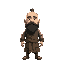 bald beard character like shaolin as villager in the small town