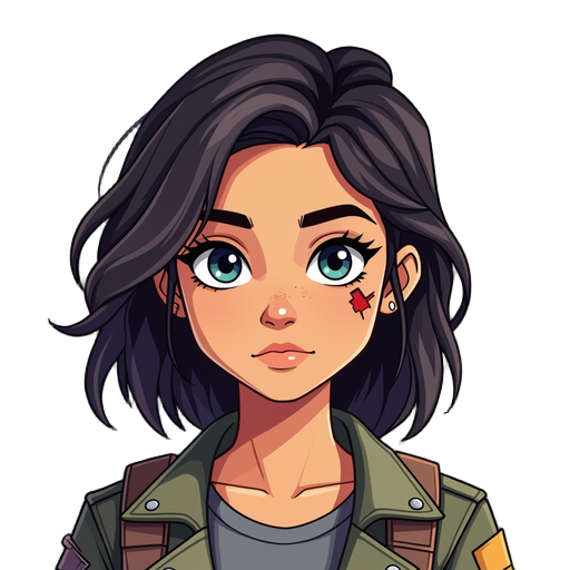 pixel,portrait, 1 girl, post apocalypse 