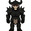 full body view facing east, death knight, black armor