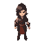 fighter mage, parted wavy hair, orb on left forearm