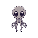 cute, alien cephalopod. simple design, retro, two eyes