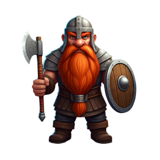 create a dwarf warrior with axe and shield, ratio 3:4