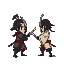 chibi ragged samurai standing ready for duel