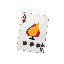 playing card with a fireball in the potrait spot and 3 sockets representing quality