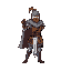 create a male sprite, medieval knight with a sheathed sword. must have movement in all directions of the compass rose. 64-bit pixel.