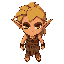 a male desert elf hailing from the sun-baked caravan routes of an ancient bronze-age world. he is lean and weathered, with tanned, wind-scarred skin and sharp, amber-brown eyes that reflect years of bargaining, travel, and survival beneath harsh suns. his