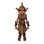 a male desert elf hailing from the sun-baked caravan routes of an ancient bronze-age world. his head should be normal size relative to body, dark gritty style 