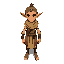 a male desert elf hailing from the sun-baked caravan routes of an ancient bronze-age world. his head should be normal size relative to body