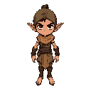a male desert elf hailing from the sun-baked caravan routes of an ancient bronze-age world. his head should be normal size relative to body, dark gritty style (not chibi, not anime)