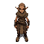 a male desert elf hailing from the sun-baked caravan routes of an ancient bronze-age world. his head should be normal size relative to body, dark gritty style 