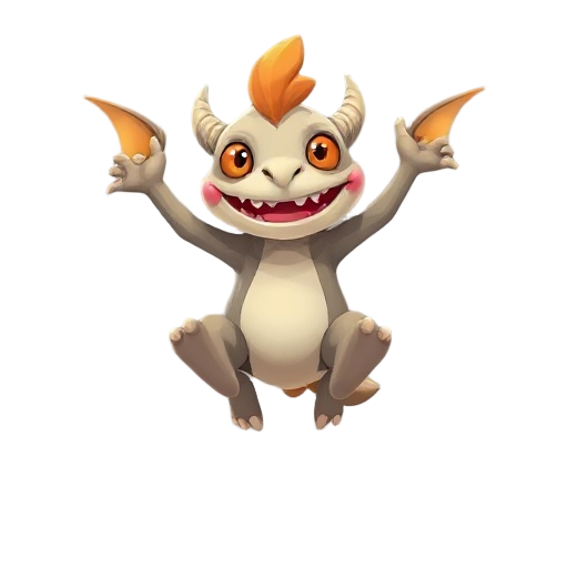 cute fantasy monster jumping