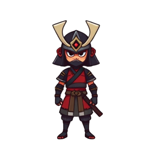 um samurai em pixel art minimalista