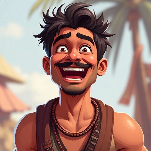 indian guy with excitement in his face, tanned, 