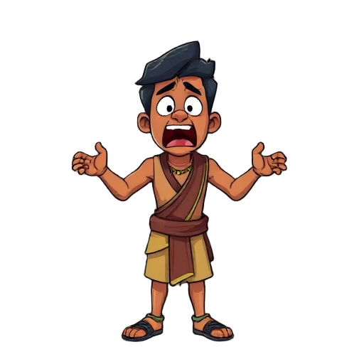 indian guy, screaming and  afraid of sth, tanned