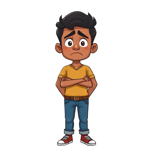 indian guy in anxiety and afraid of sth, tanned