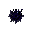a small burst of shadow energy with jagged edges, dark black center fading into deep purple, with tiny electric blue specks