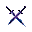 x-shaped sword slash made of shadow energy, jagged and sharp with glowing purple and electric blue trails, black core, high contrast, dynamic motion lines