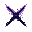 dynamic x-shaped sword slash with jagged energy trails, black core with glowing purple and cyan edges, sharp and energetic