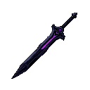  dark fantasy sword, blade made of obsidian or black steel, glowing purple veins running through the blade, sharp and sinister design, dark handle with runes, fantasy weapon