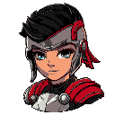 2d anime vtuber spartan, pose dinámica, casco con cresta roja, cabello negro ondulado, piel morena, armadura plateada detallada, ojos café brillantes, capa roja, estilo cel-shading