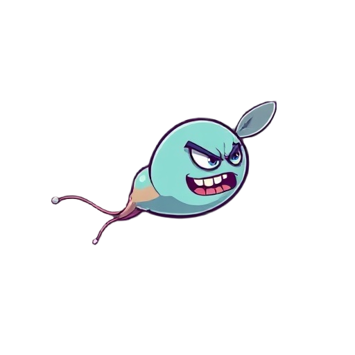 human spermatozoon angry faced flying
