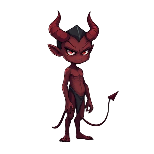 a demon facing sideways all body, dark red