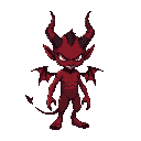 a demon facing 90degree sideways all body, dark red