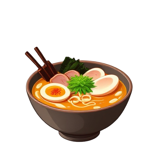 a bowl of ramen with clear golden broth made from slow-braised rabbit bones, topped with thin sliced rabbit meat, soft-boiled egg, bamboo shoots, seaweed, and green onions, steam rising, japanese-taiwan fusion food style, elegant ceramic bowl, minimal bac