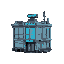 a cyberpunk police station for simulation city builder game