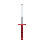 a two handed sword, red hilt and shining metal, 