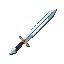 create a highly detailed 2d pixel art sword designed for a medieval fantasy game inventory. the sword should have a shiny, sharp steel blade
