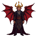 create a full-body portrait of the hell king, lucifer, not as a monstrous beast, but as an impossibly ancient, regal, and subtly terrifying monarch of immense power. he is tall and impossibly elegant, with an almost divine, aristocratic bearing that belie