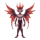 portray the hell king as an ethereal, fallen archangel, still bearing traces of his former celestial glory but twisted by eons of infernal rule. his form is slender and graceful, with sharp, beautiful features that hint at a profound, cosmic sadness mixed