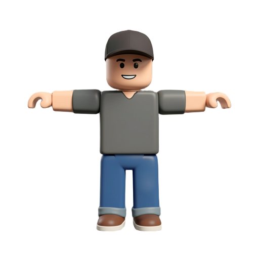 roblox-like human in t pose with a cap