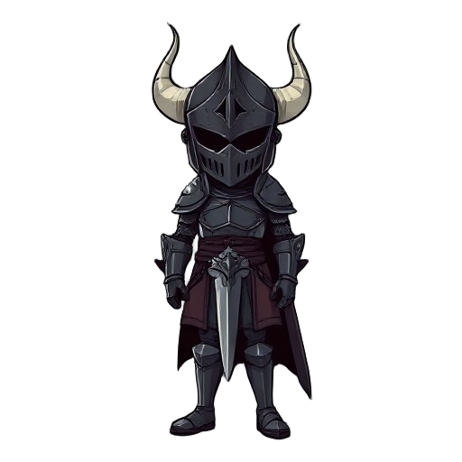 full body view knight, horned helmet, dark souls, retro dark fantasy, facing camera
