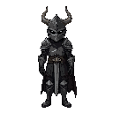 full body view knight, realistic proprtions adult body, horned helmet, dark souls, retro dark fantasy, facing camera, realistic proprtions