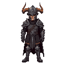 full body view knight, realistic proprtions adult body, horned helmet, dark souls, retro dark fantasy, facing camera, realistic proprtions