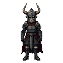 full body view knight, realistic proprtions adult body, horned helmet, dark souls, retro dark fantasy, facing camera, realistic proprtions