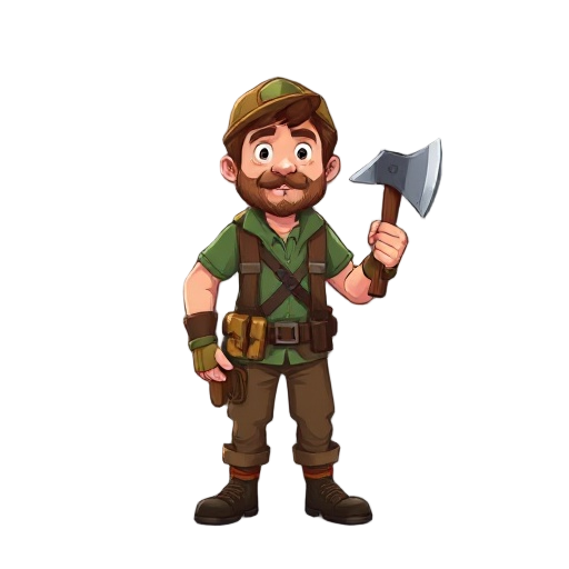 and he's a forester and he's got an axe.