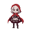 a girl with white hair and a red cape