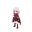 a girl with white hair and a red cape