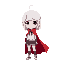 a girl with white hair and a red cape