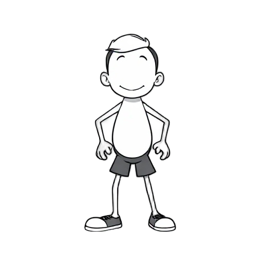 the character stands with feet apart slightly. one leg is forward, one back. arms are at the sides, slightly bent. this is the middle frame of the walk.